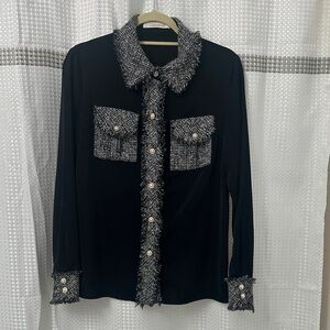 Chanel Black and Gray Women's Blouse